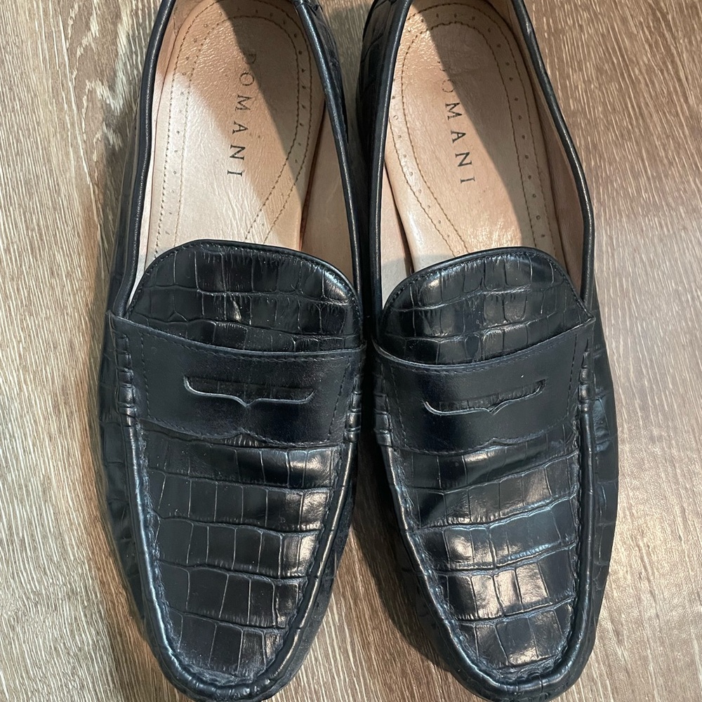 Romani Black Crocodile Pattern Men's Loafers